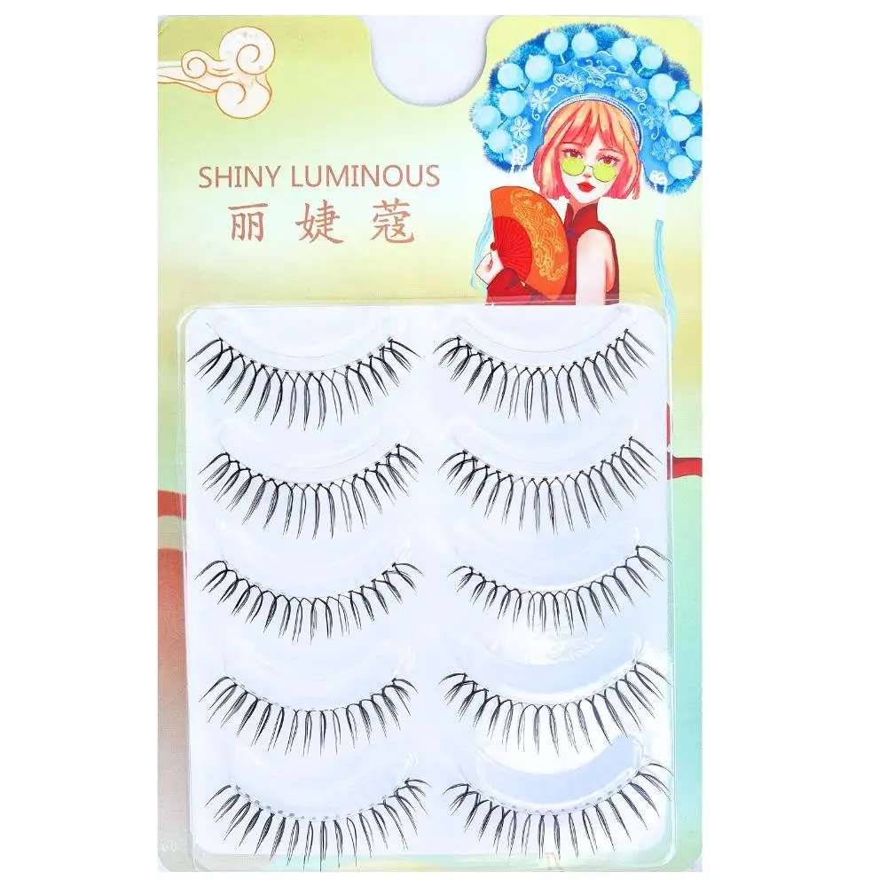 5 Pairs V-shaped False Eyelashes Transparent Stem Soft Natural Eye Lashes 3D Effect Magnify Eyes Eyelash Extension Makeup Tools