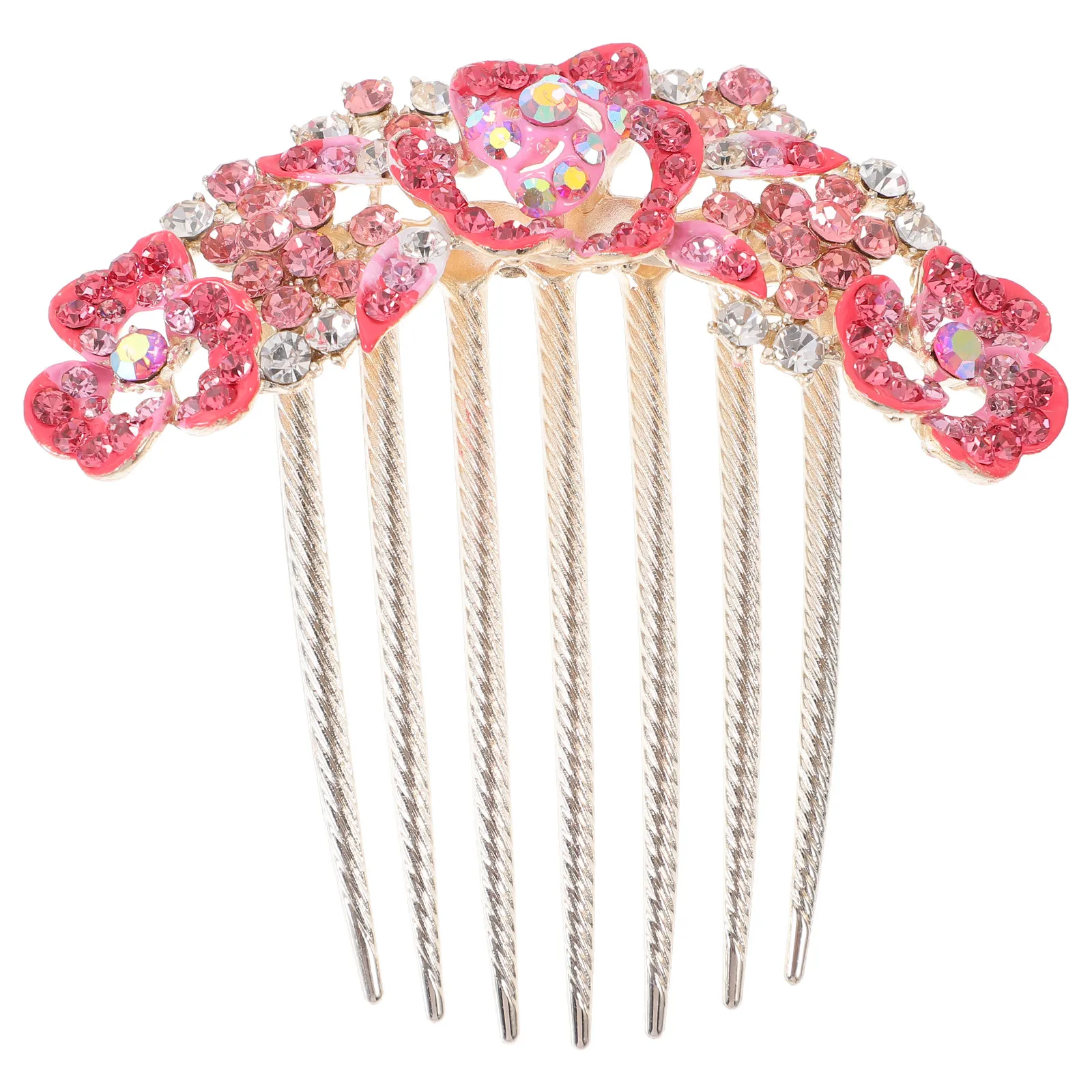 

Rhinestone Flower Hair Comb for Women Elegant Decorative Hair Clip Teeth Design for Wedding Bridal Evening Party