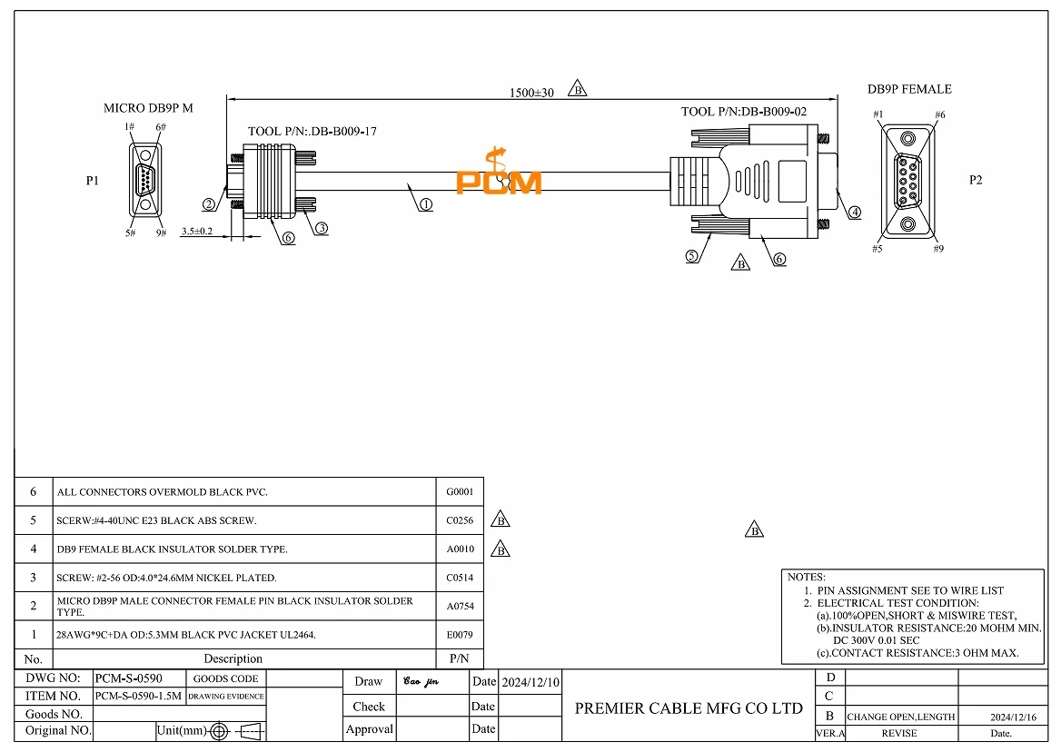 Micro-DB9 auf DB9 CMD-zu-D-Sub Power Signal RS-232 Kabel für Industrie-PC Modem Vision Controller Barcode-Scanner Omron Molex – Detail 1