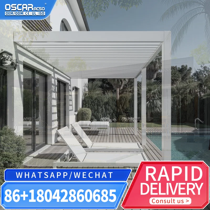 Pérgola para Exteriores con Techo Tipo Louvre 6x4, Estructura para Patio, Terraza y Jardín, Ideal para Jardines Europeos y Patios Americanos