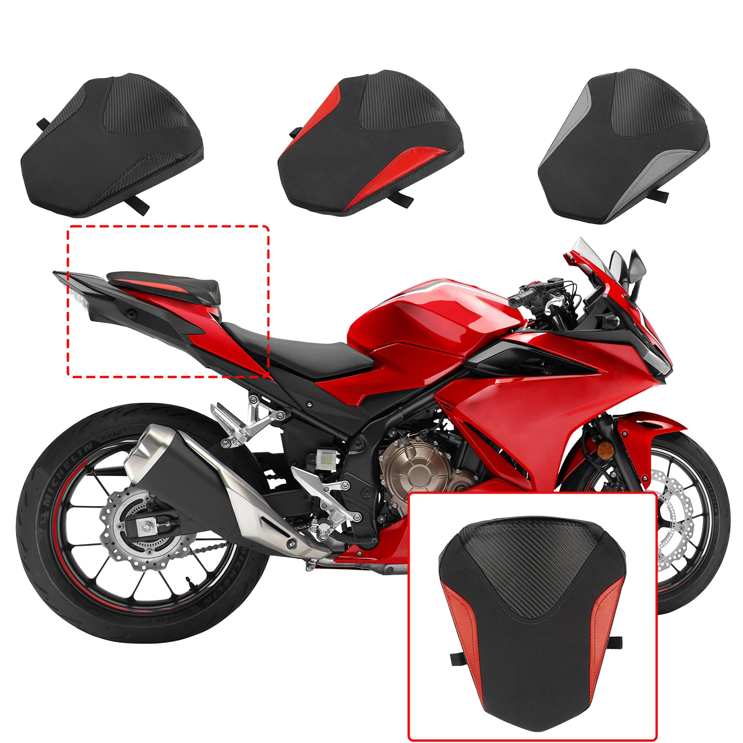 For Honda CBR500R CBR 500R 2019 2020 2021 2022 Rear Passenger Solo Seat Cowl Cushion Pad Synthetic Leather Air Vent Hot Release