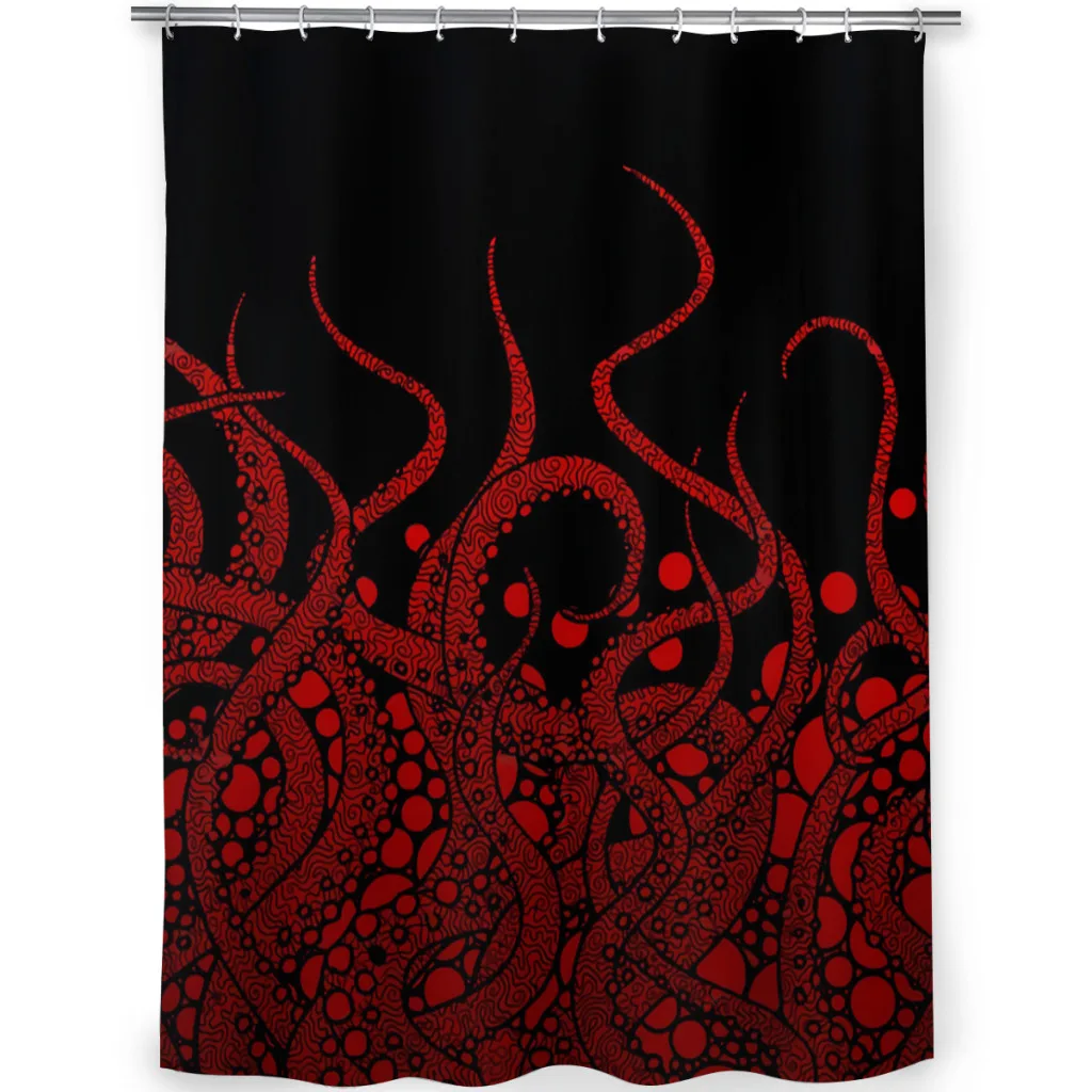 Red Tentacles Bathroom Shower Curtains Cthulhu Mythos Waterproof Partition Unique Home Decor Bathroom Accessories