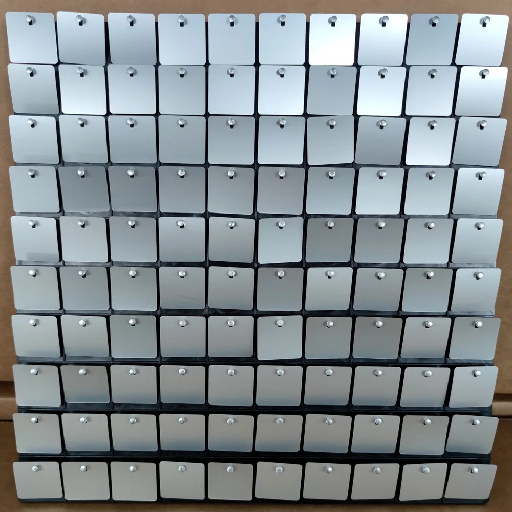 Square Matte Silver Sequins in Transparent/White/Black Boards,Grid with Clips Wall Panels Background Plate Air Moving