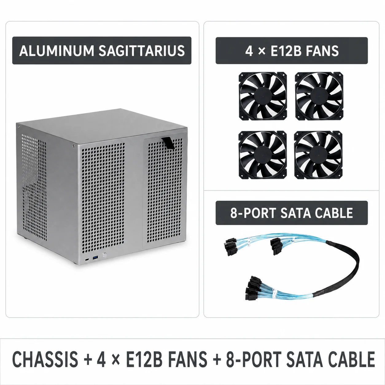 Sagittarius Aluminum Panel 8 Bay NAS Case 8x3.5 HDD 2x2.5 SSD Hot Swap MATX ITX ATX PSU Home Server Chassis