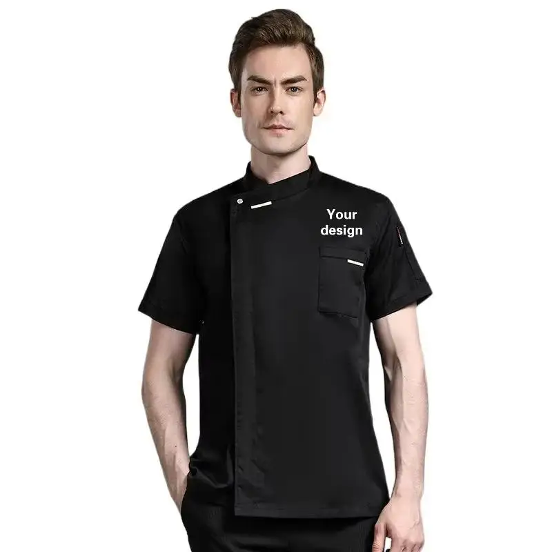 

Мужский повар униформа пользовательский логотип лето персонализированная вышивка печатный узор обслуживание питания кухня куртка торт магазин