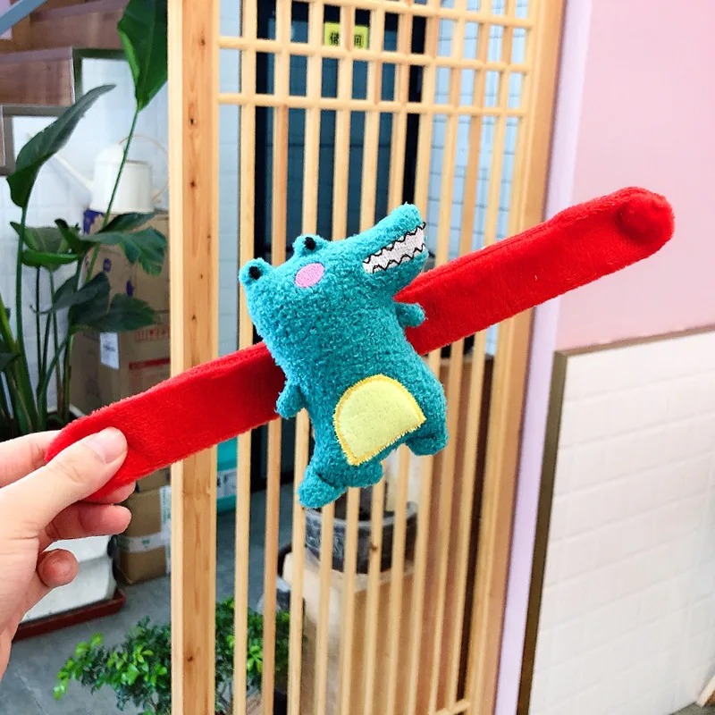 1Pcs Kawaii Animal Cartoon Fruit Slap Snap Wrap Wristband Bracelet  Plush Hand Ring Wristband Kids Toys Gifts