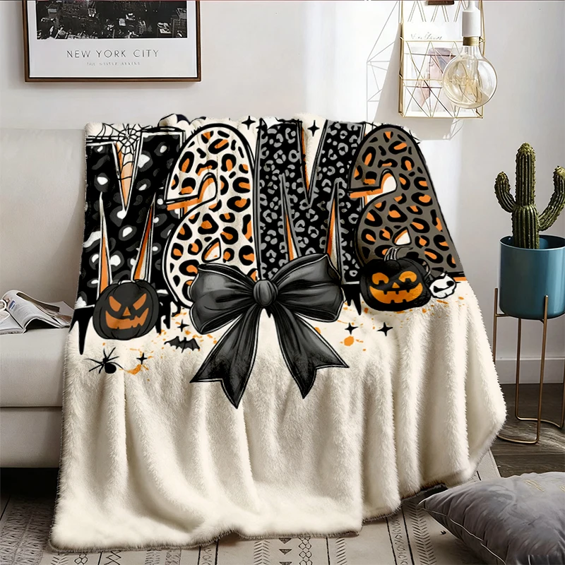 Spider Mama Flannel Blanket - Halloween New Mom Gift Warm Blanket - Leopard Mama Cozy Blanket for Halloween Comfy Blanke