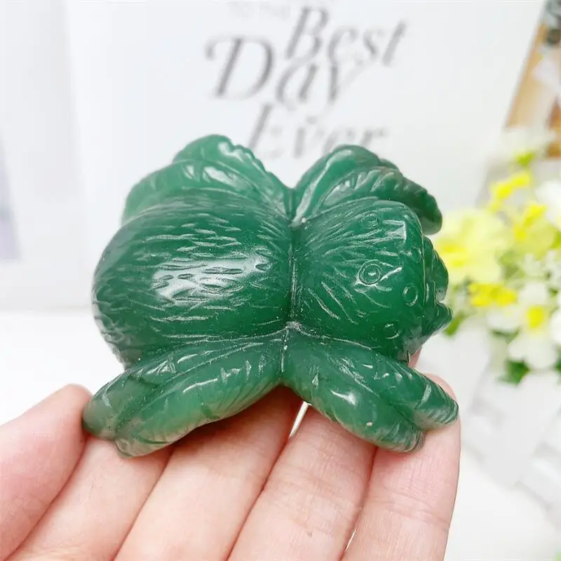 

Natural green aventurine Spider Crystal Insect Carving DIY Home Decoration Healing Energy Gemstone Collection 1pcs