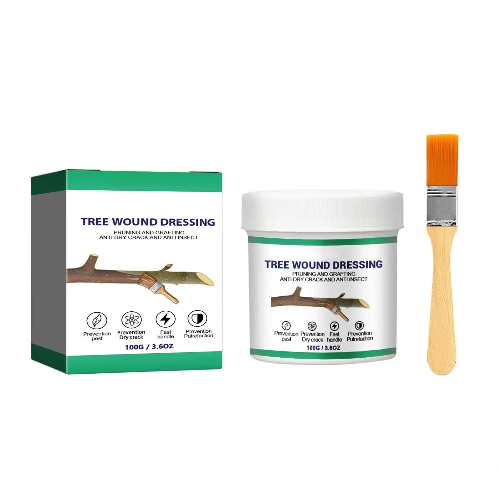 100g Tree Wound Bonsai Cut Paste Smear Agent Pruning Compound Sealer with Brush Grafting Pruning Sealer Tree RepairOintment