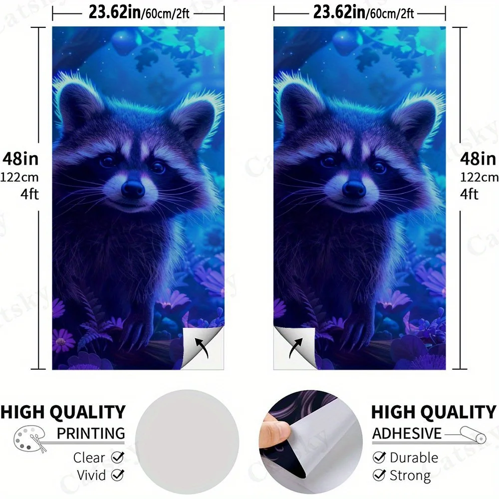Fantasy Raccoon Glow,2D Flat Vinyl Sandboard Decals - Budget-Friendly and High Value, Bubble-Free and Easy to Stick, Waterproof