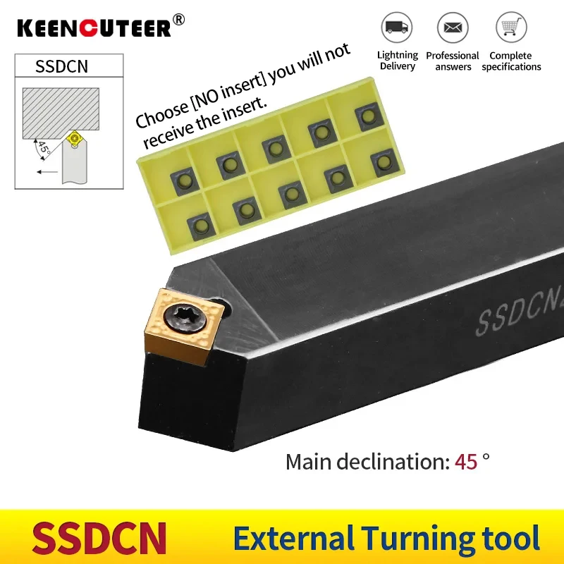 외부 터닝 공구 홀더, SCMT 카바이드 인서트 선반 CNC 절삭 공구 세트, SSDCN1616H09 SSDCN2020K09 SSDCN2525M12, 1 개