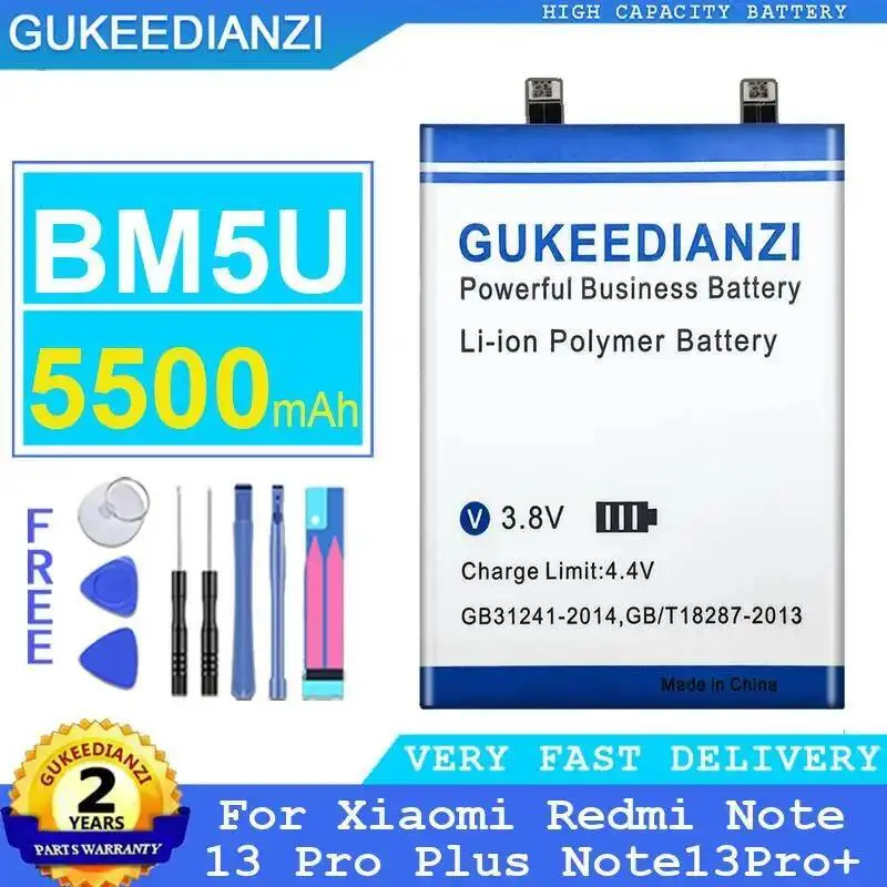 

Долговечный BM5U для Xiaomi Redmi Note 13 Pro Plus Note 13pro + 5500 мАч, стабильный аккумулятор для мобильного телефона