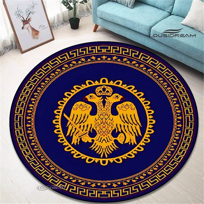 Double Headed Eagle Round Carpet Living Room Bedroom Table Coffee Rug Room Bedside Chair Floor Mat Alfombra Boys Birthday gift
