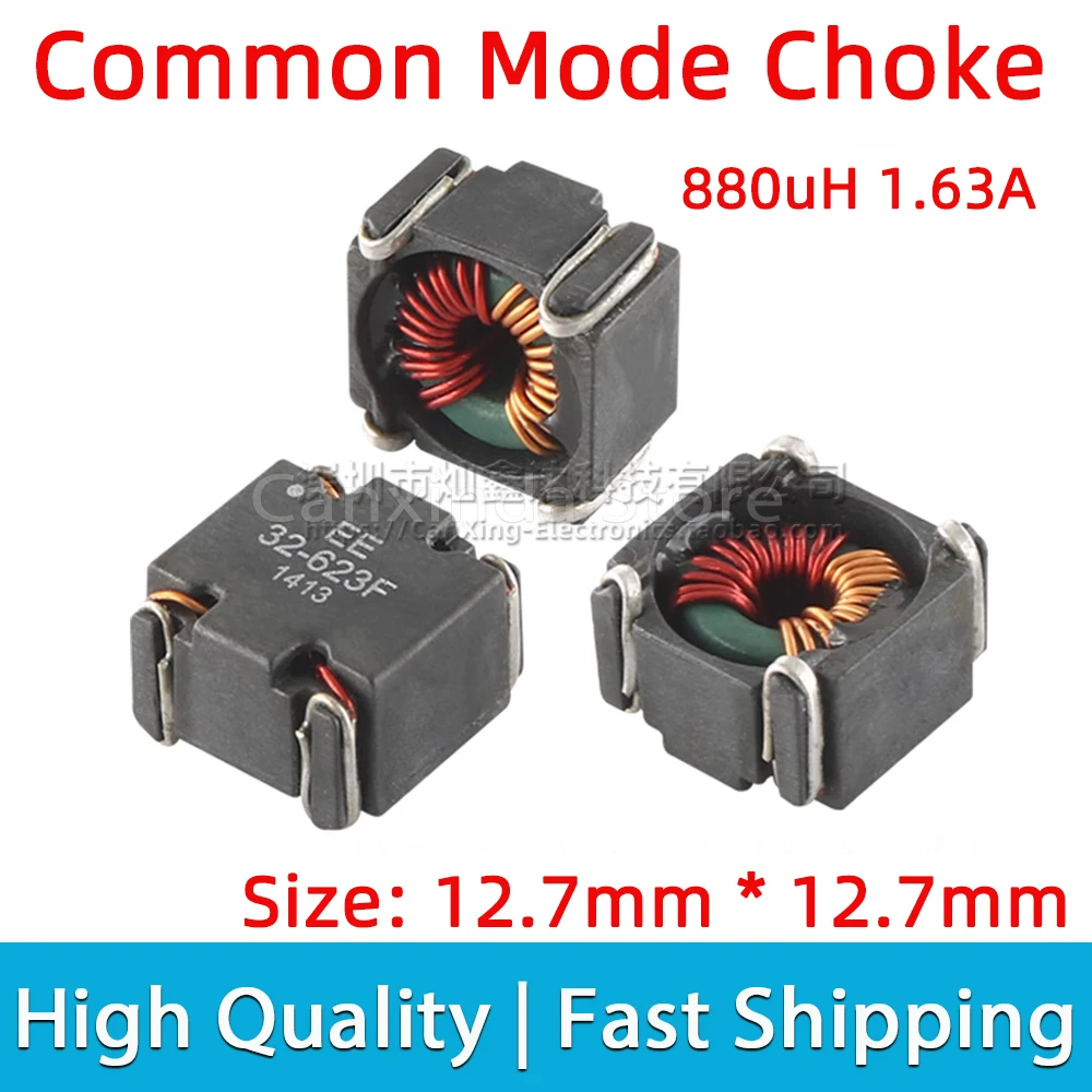 

2pcs SMT SMD Common Mode Choke Coil Inductor Inductance 0.88mH 880uH 1.63A Signal Filter Magnetic Ring EE 00623FT P0473NL