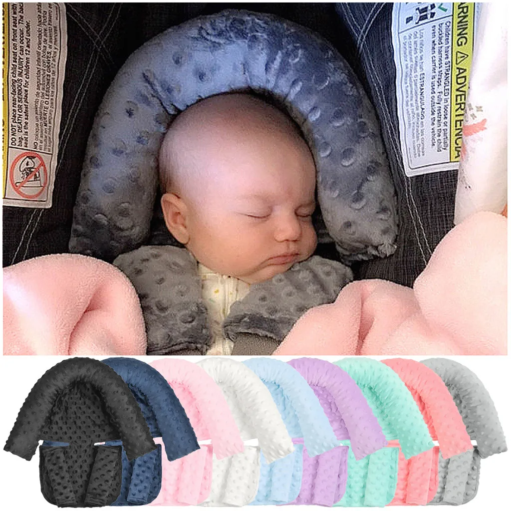 Baby Car Safety Soft Sleeping Head Support Pillow With Matching Seat Belt Strap Covers Baby Carseat Neck Protection Headrest