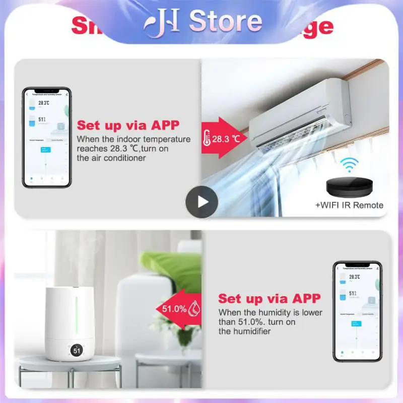 Умный датчик температуры и влажности TUYA WiFi поддерживает Alexa и Google для регулировки температуры и влажности.