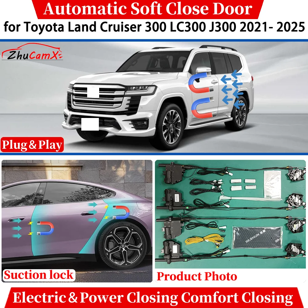 for Toyota Land Cruiser 300 LC300 J300 2021-2025 Automatic Soft Close Door Electric Power Comfort Closing Suction lock System