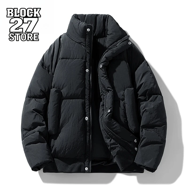 

Mens Parka Jacket Winter Outdoor Leisure Warm Cotton Stand Collar Coat Autumn Windbreak Fashion Brand Style Streetwear Harajuku