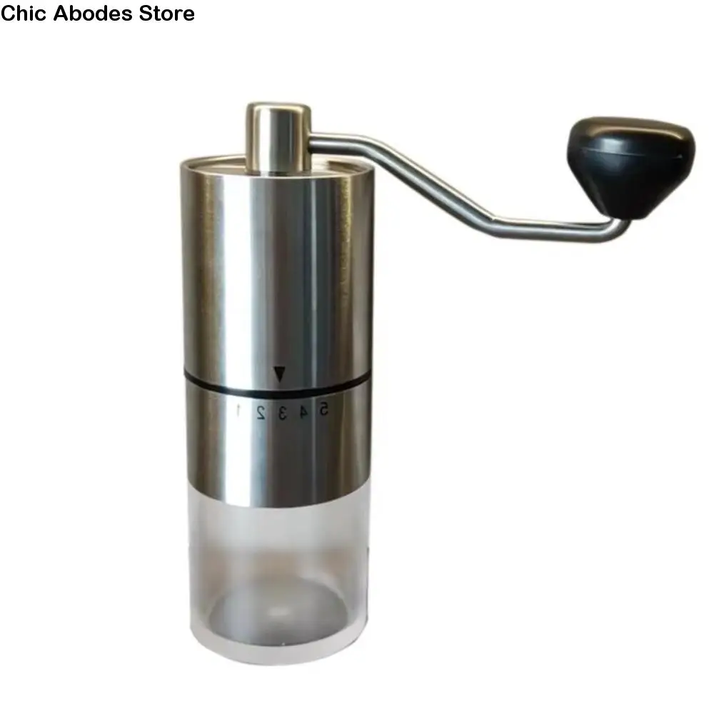 

5-Gears Adjustable Coffee Bean Grinder Detachable Comfortable Handle Manual Coffee Grinder Effort Saving Clear Bin