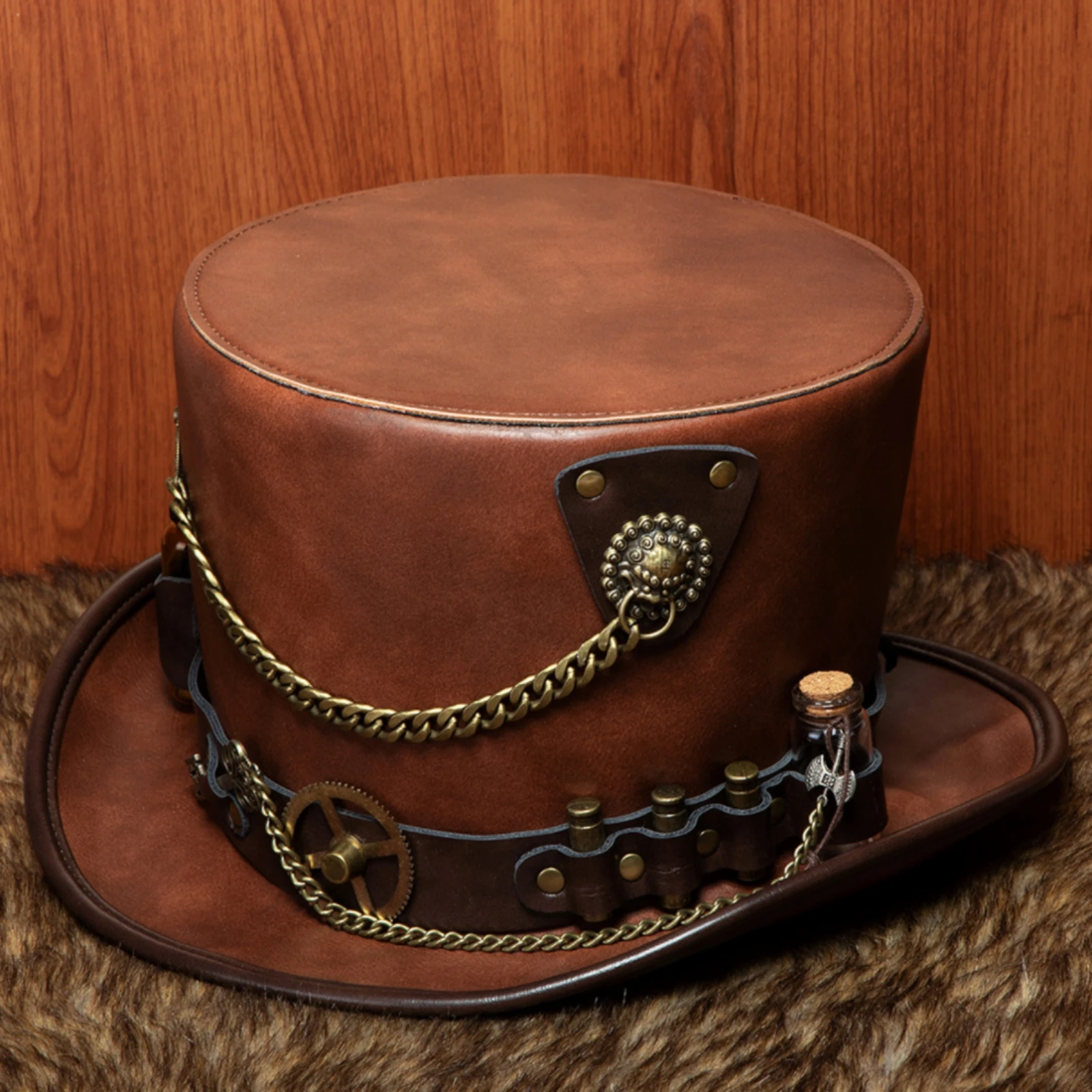 Steampunk Top Hat Vintage-Industrial Steampunk Hat with Vial Flexible Comfortable for Cosplayers, Cosplay, Halloween