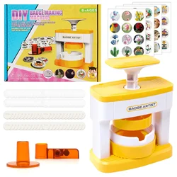 DIY Pin Badge Button Maker Mini Handheld Button Badge Press Machine with 48pcs Cute Stickers Button Supplies Kids Toys Gifts