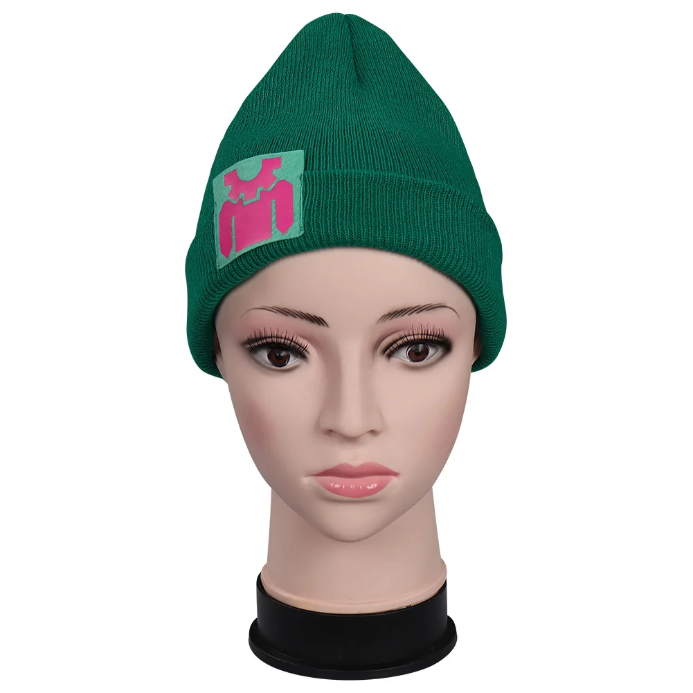 Valorant cosplay killjoy chapéu verde amarelo quente macio malha chapéus outono feminino meninas beanies halloween traje acessórios presentes