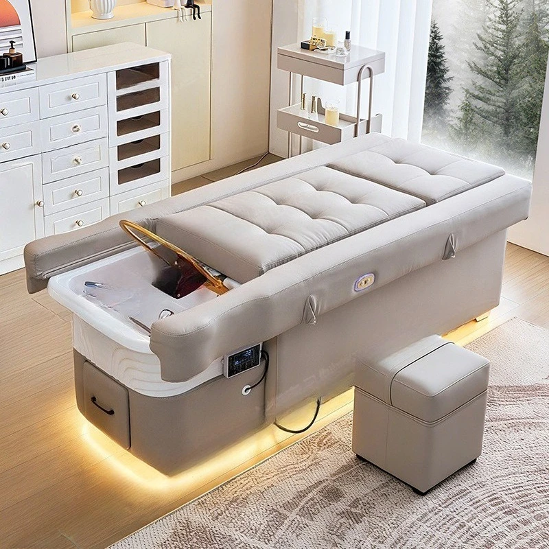 Thai-style head therapy hair wash bed and hair salon use intelligent constant water circulation to steam ear cleaning beauty