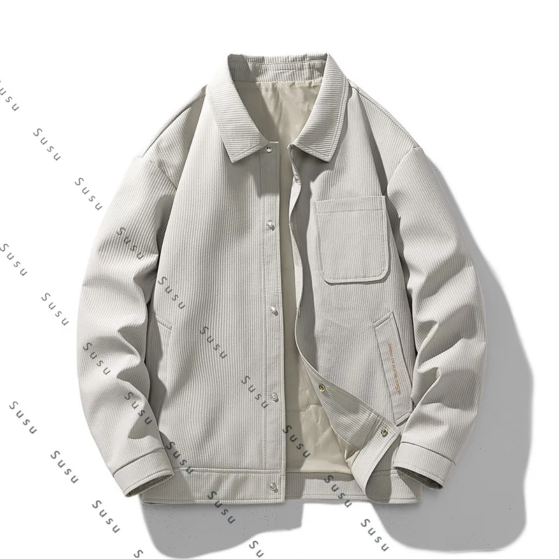 

Новинка весны и осени 2024, новая мужская вельветовая куртка с лацканами, модная повседневная удобная универсальная простая куртка большого размера