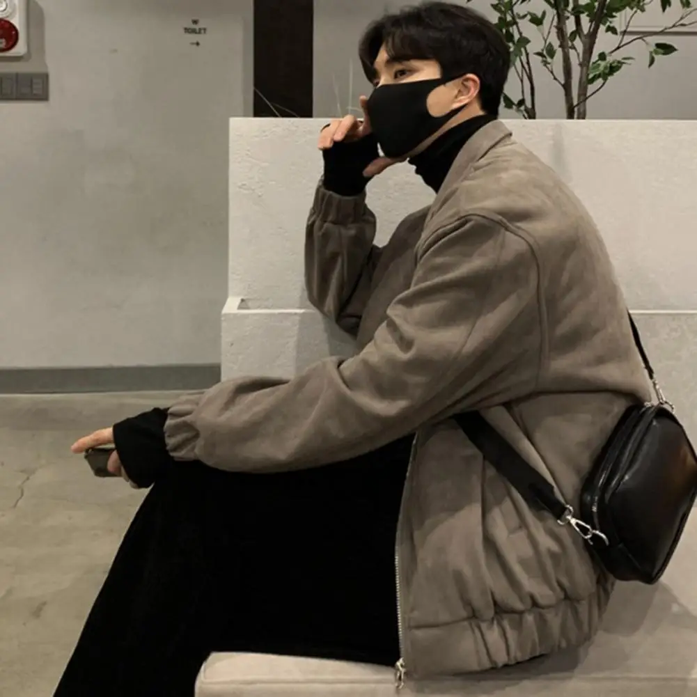 

Jacket Coat Men Jacket Coat Stylish Men's Lapel Zipper Jacket with Pockets Casual Outwear Coat for Men Solid Color Loose Fit