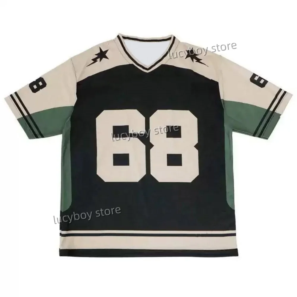 Summer Men Number 68 STARS  Print T-Shirt Man Short Sleeve Sportwear Baseball T-Shirt Vintage Oversize Striped Tees Men Clothes