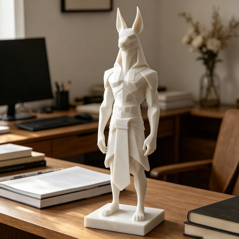 Art 3D Printed Relief, Anubis Full Body Statue, Low Poly Style, Home Decor, Artistic 3D Ornament for Cafe, Bar