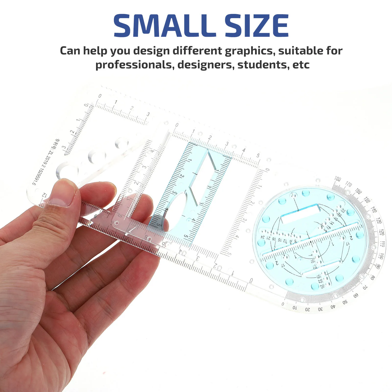 

Набор из 2 пластиковых геометрических трафаретов-линейек для рисования, многофункциональный измерительный инструмент для студентов и художников