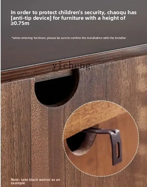

ZZ Solid Wood Sideboard Low Side Cabinet Retro Living Room American Storage Restaurant