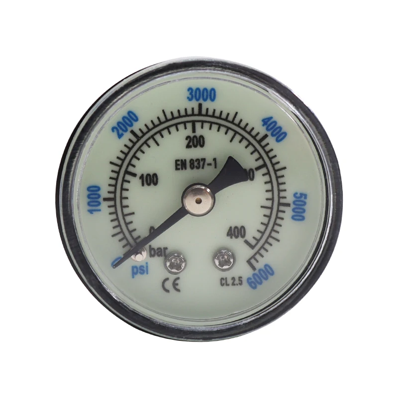 TUXING 1/8 NPT Manometer For Air Gas High Pressure Gauge 6000PSI Rear Back Double Scale Luminous Pressure Gauge