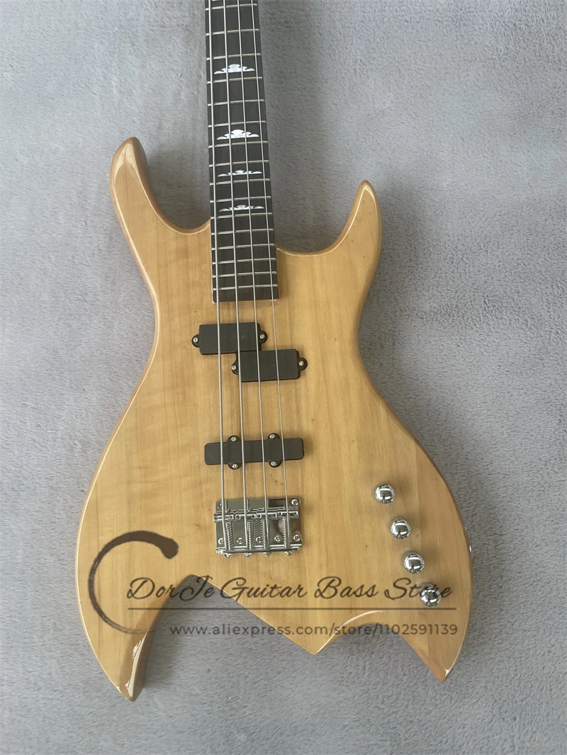 4 Strings Bass Guitar Maple Neck Set In Mahogany Body Rosewood Fingerboard Fixed Bridge Active Battery RC Bass