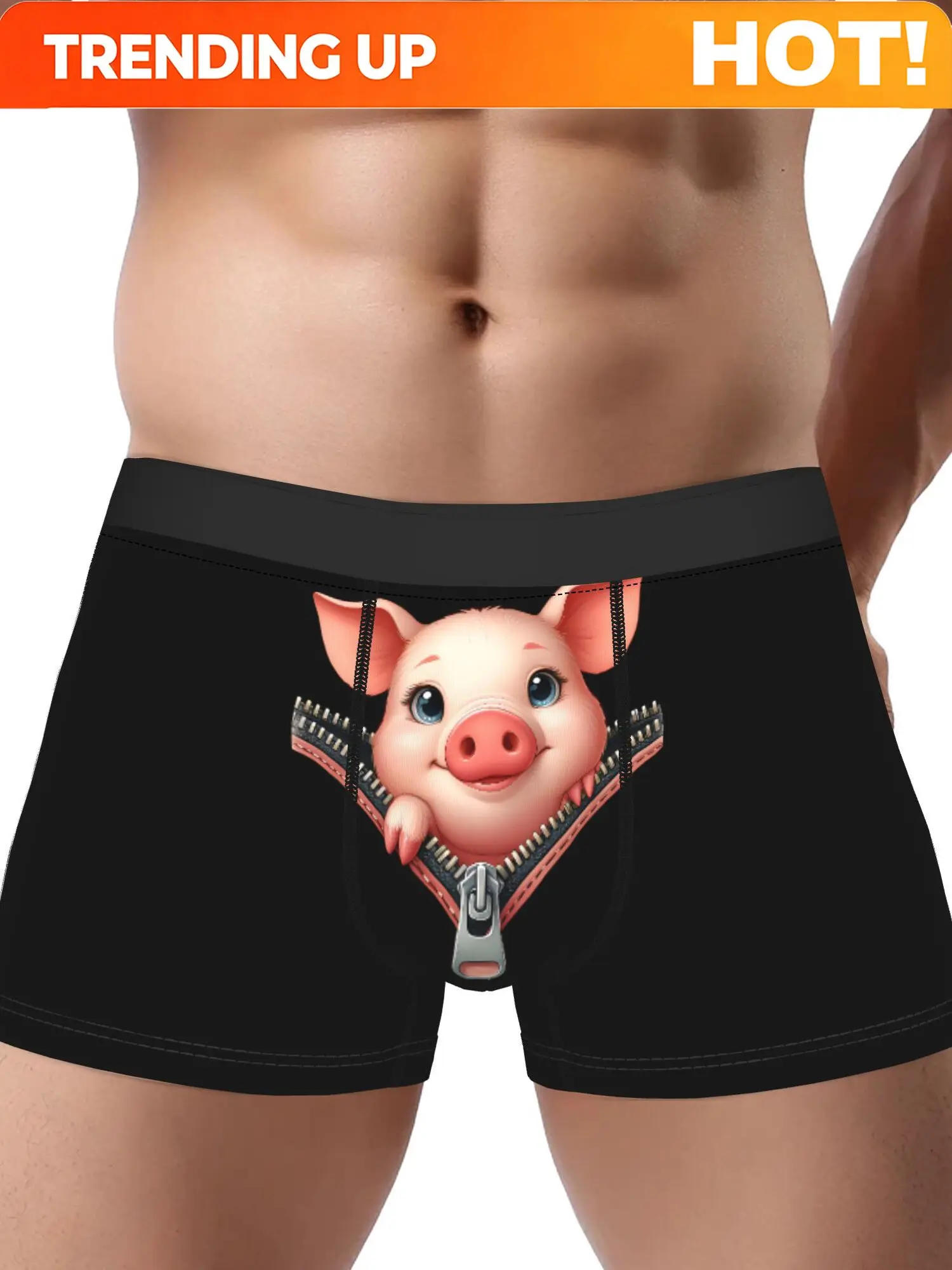 Zipper Cute Animal Pig Underwear Polyester Underpants