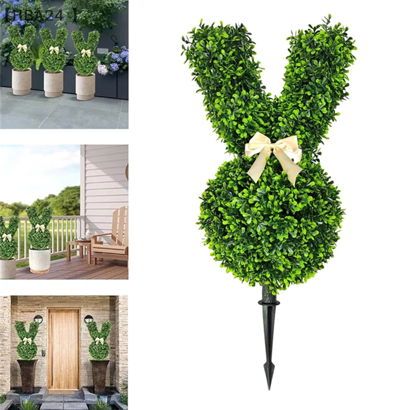 

Artificial Bunny Topiary Green Easter Rabbit Topiary Tree Faux Greenery Bunny Plant For Easter Springtime Porch Patio Decor