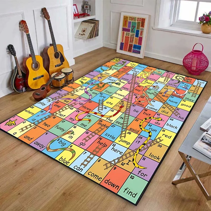 

Game Snakes and Ladders Pattern Floor Rug Carpets Living Room Bedroom Bedside Bathroom Floor Mat Area Rug Kids Room Play Mat