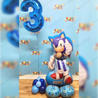24pcs 3D Standing Blue Hedgehog Sonics Theme Balloon Set for Boys' Birthday Decor Baby Shower Gender Reveal Toy Surprise Gift
