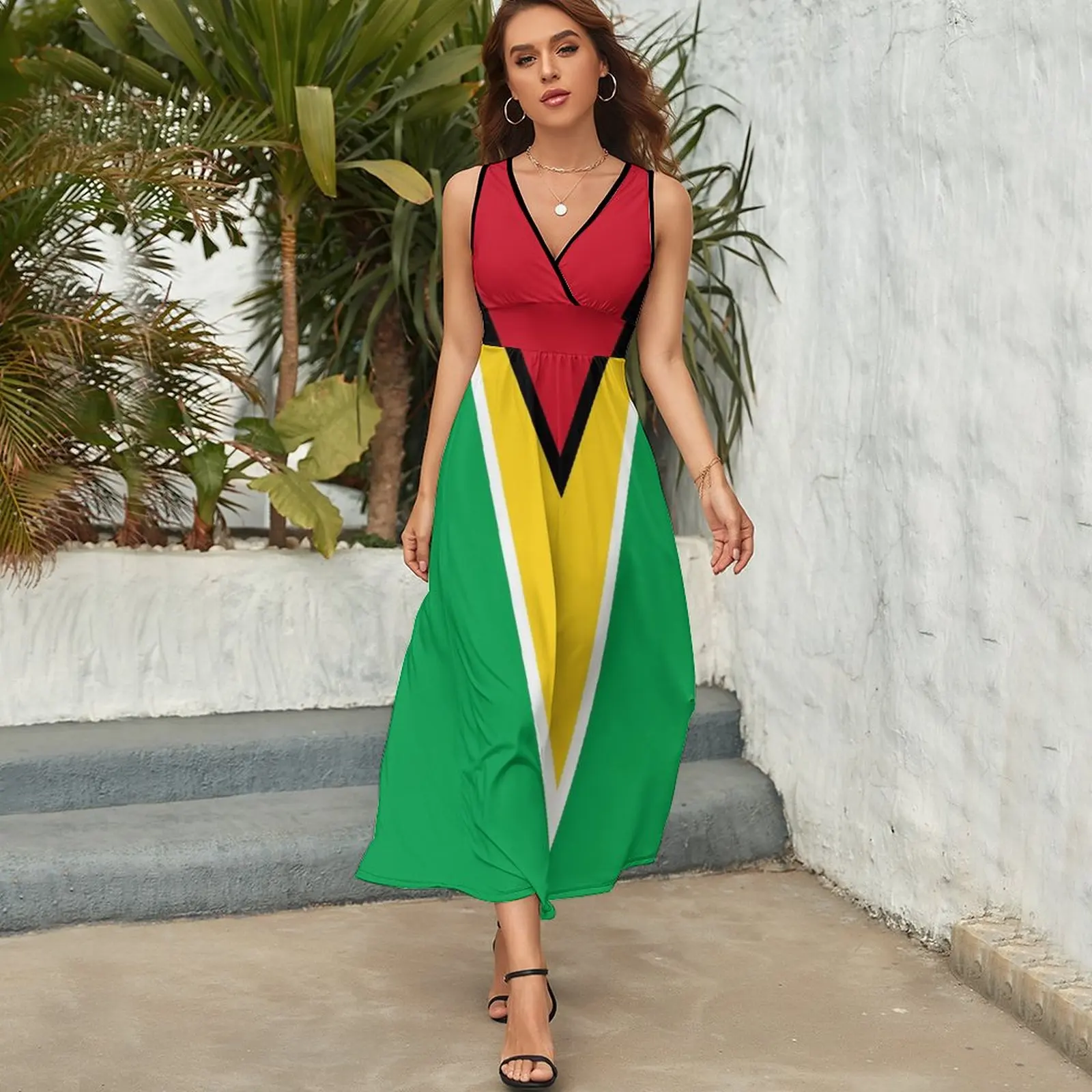 Guiana Bandeira Nacional Vestido Sem Mangas, Vestidos De Dança, Vestidos De Casamento Para Festas