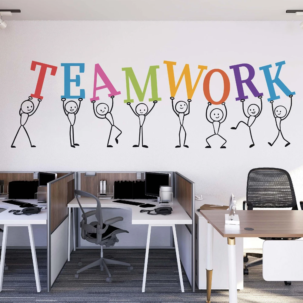 Teamwork Decal Office Wall Art Team Work Space Conference Room Classroom Decor Business Motivational Words Vinyl Stickers Mural