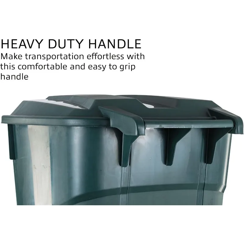 Heavy-Duty Construction, 32 Gallon Wheeled Outdoor   ECO Green, Perfect Back Yard, Deck, or Garage Trash Can, Pack of 2