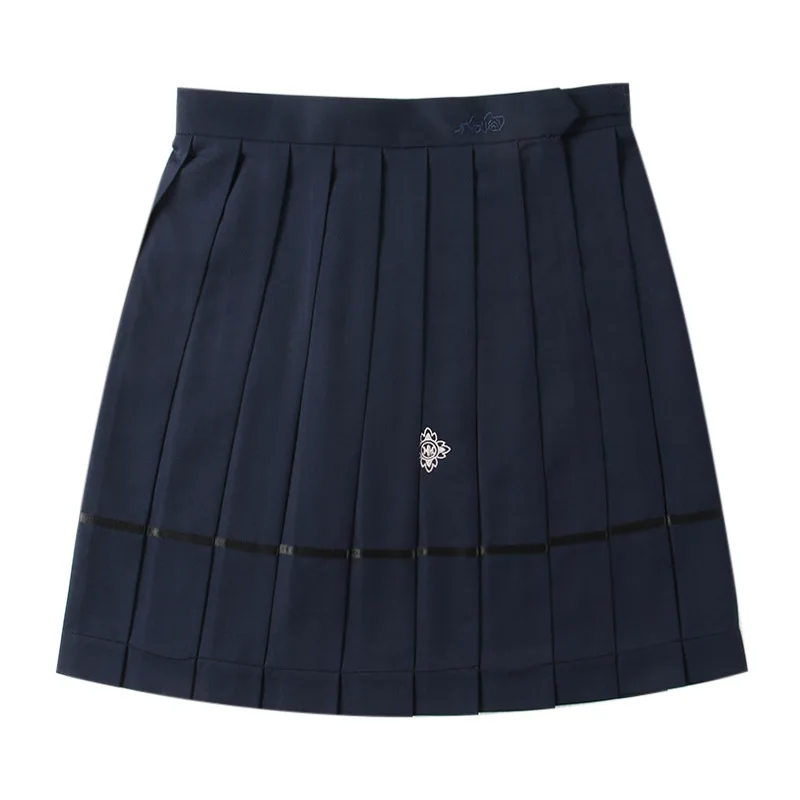 Fudiao Uniforme da marinaio Jk a vita estiva da donna Uniforme scolastica Abito da donna Gonna a trapezio attillata a vita alta Cose di colore puro