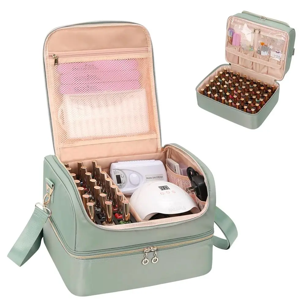 

Органайзер для лаков, кейс для хранения лаков и лампы для маникюра на 69 флаконов, дорожный набор для маникюра