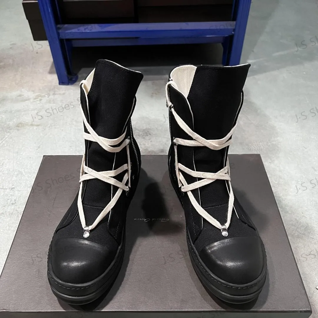 Ro Designer Luxury Casual Shoes Men Boots Women Sneaker High Top Shoe Geobasket Lace-up Zipper Black Canvas Classic Ankle Boot