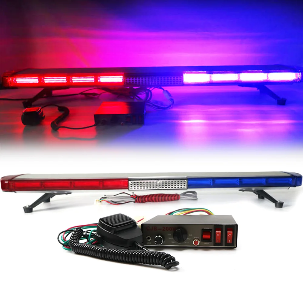 

47" COB LED Strobe Lights For Auto Car Truck Police Emergency Warning Flashing Lamp Lightbar with Siren 12V 24V Car Accessories