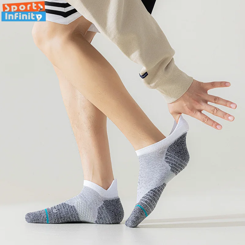 Professional Running Socks Towel Soles Shock Absorption Sweat-absorbing and Breathable Sports Socks Men and Women Short Socks