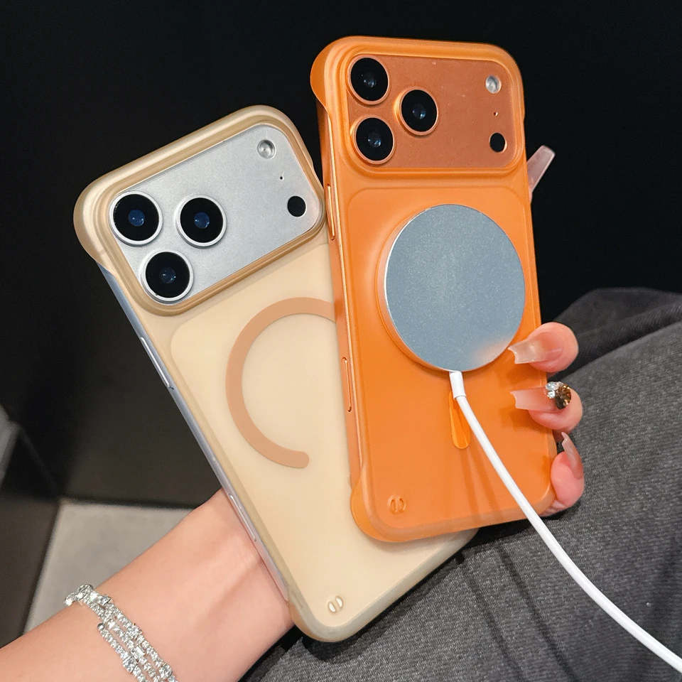Funda ultrafina sin marco para iPhone 17 Pro Max Air 14 15 Plus 11 13 12 16 Pro, con imán para MagSafe, mate y protectora 2