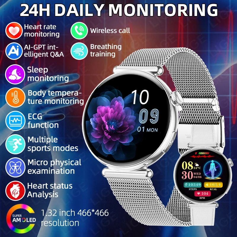 

2026 New Nursing Grade Smart Watch Ladies Lipid Uric Acid AI Diagnostic Detector Women Menstrual Health Tracker Smartwatch Woman
