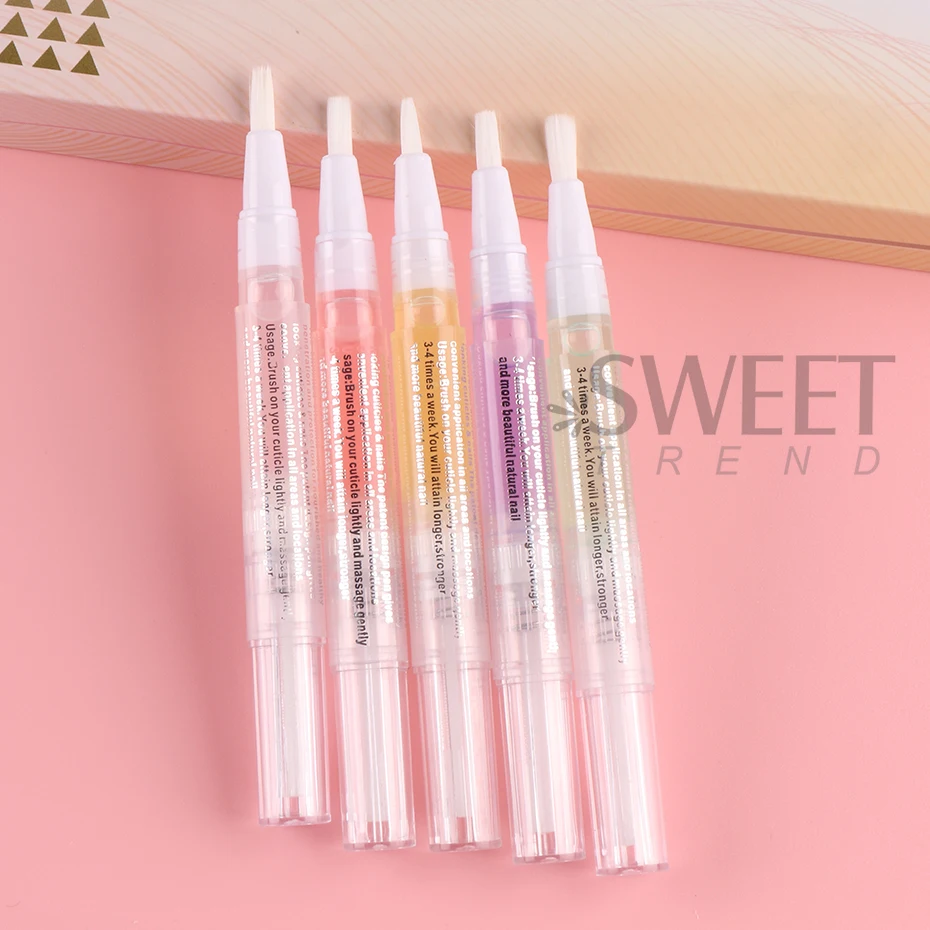 5 pz Unghie Nutrizione Penna Olio Trattamento Cuticola Rivitalizzante Olio Prevenire Agnail Nutrimento Della Pelle Odori di Frutta Strumenti di Cura Del Manicure